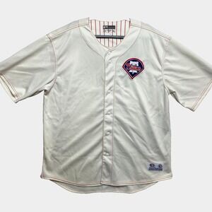 Vintage Philadelphia Phillies Jersey Mens 2XL White Patches Baseball True Fan
